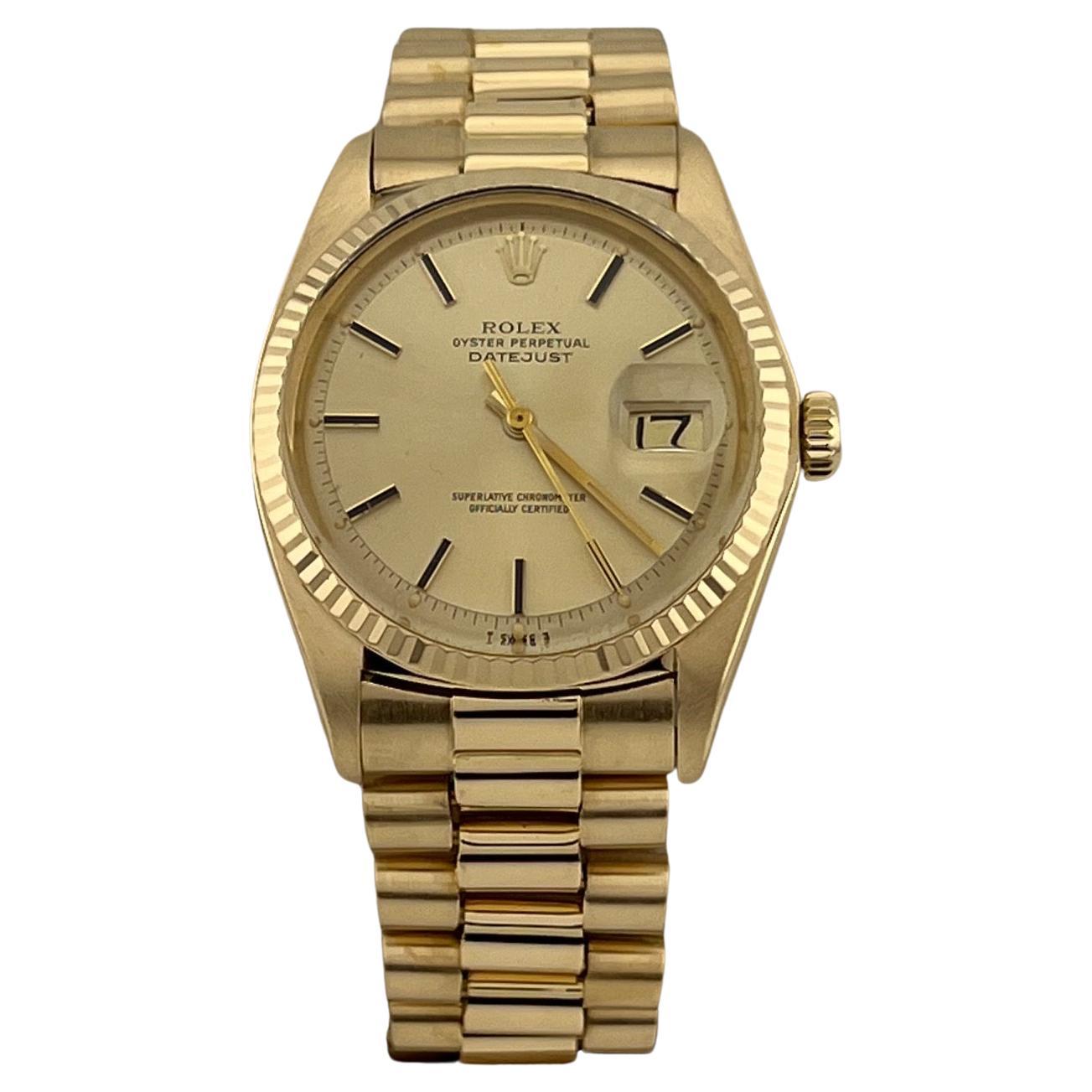 Rolex Datejust 1601 36mm Cadran Champagne Or jaune 18k Bracelet Président