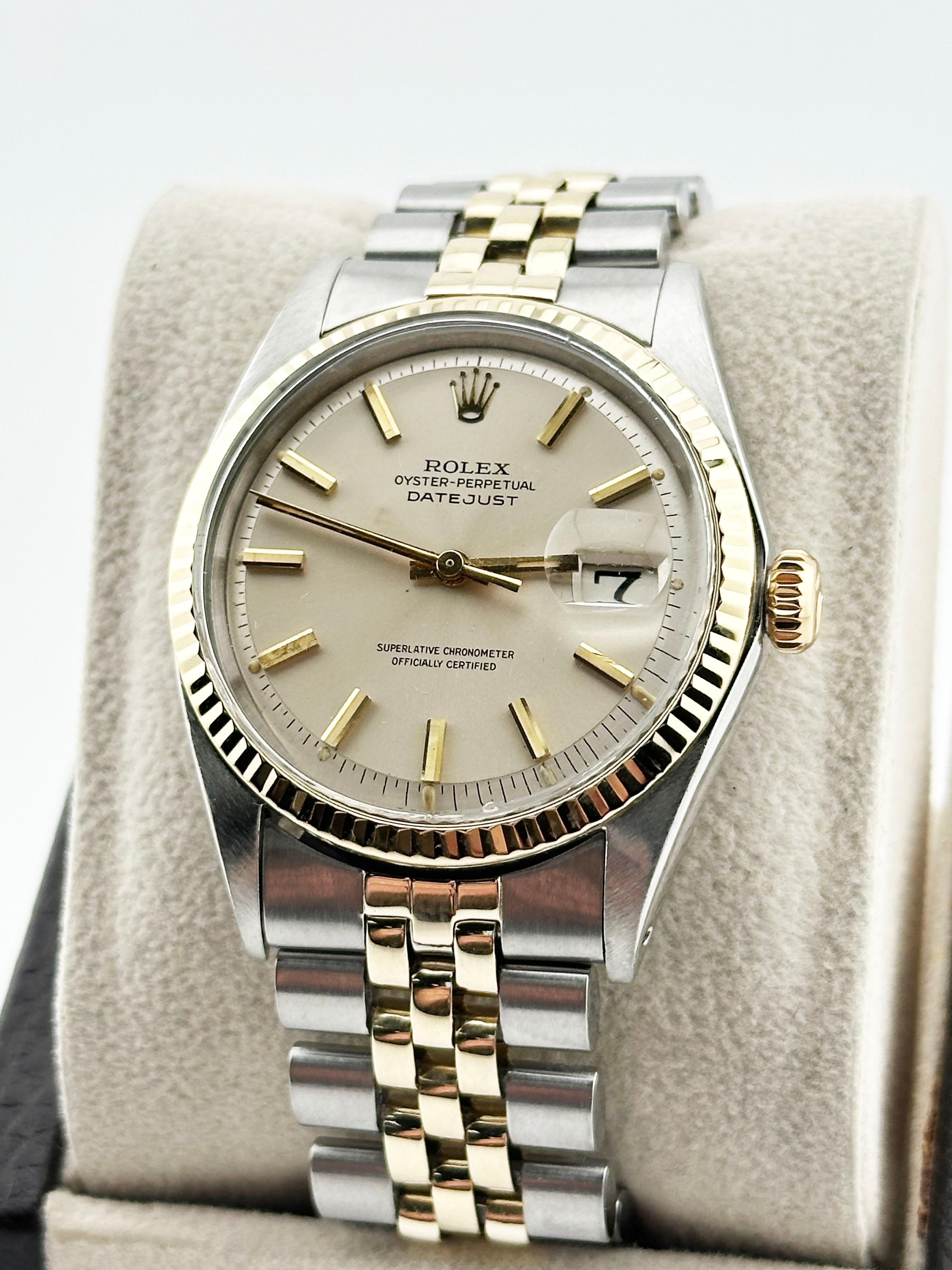 Rolex Datejust 1601 36mm Silver Pie Pan Dial Yellow Gold Stainless Steel In Good Condition In San Diego, CA