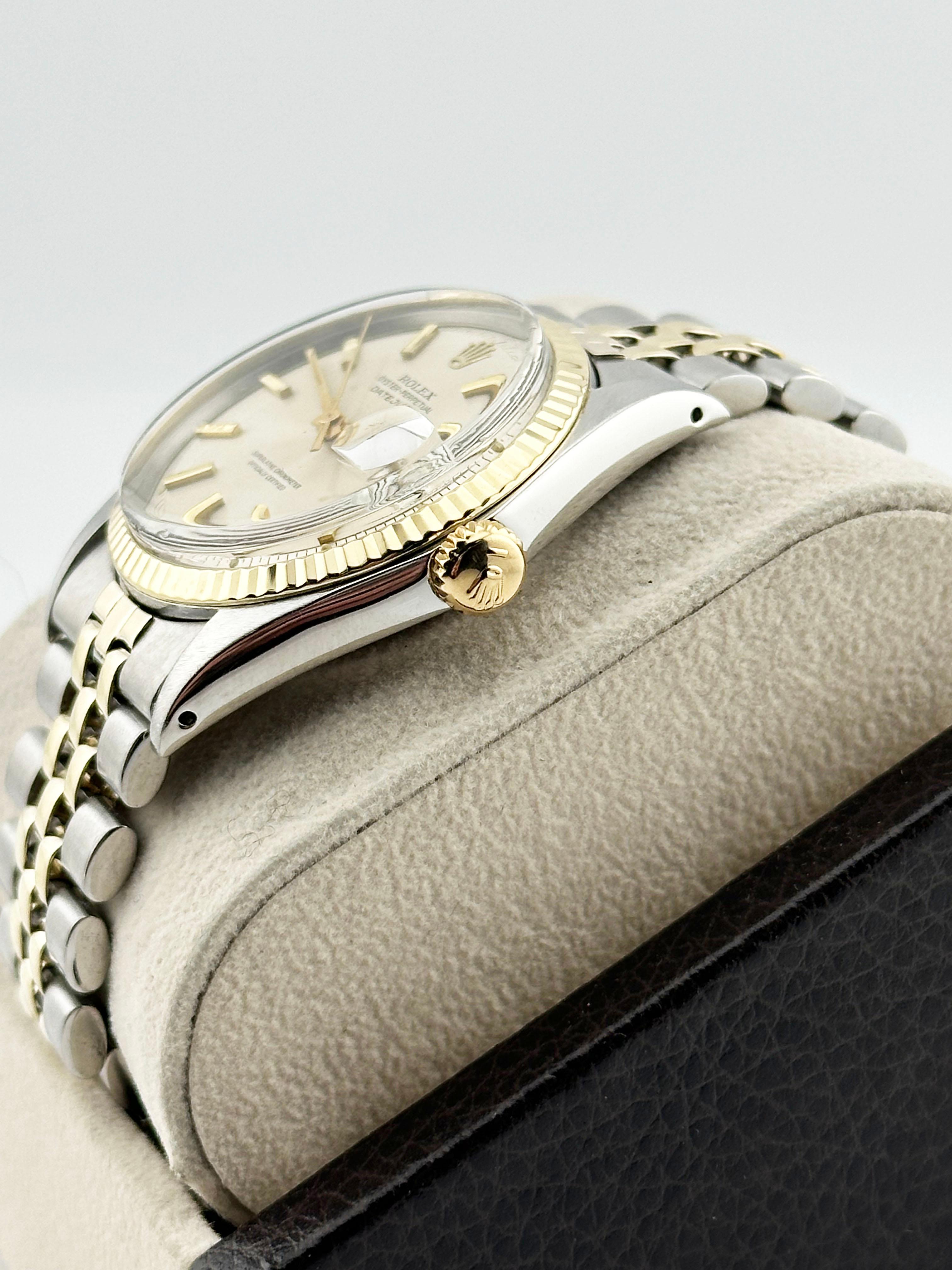 Men's Rolex Datejust 1601 36mm Silver Pie Pan Dial Yellow Gold Stainless Steel