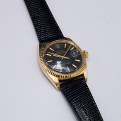 Rolex Datejust 1601 Black Dial 18K Yellow Gold Mens Watch