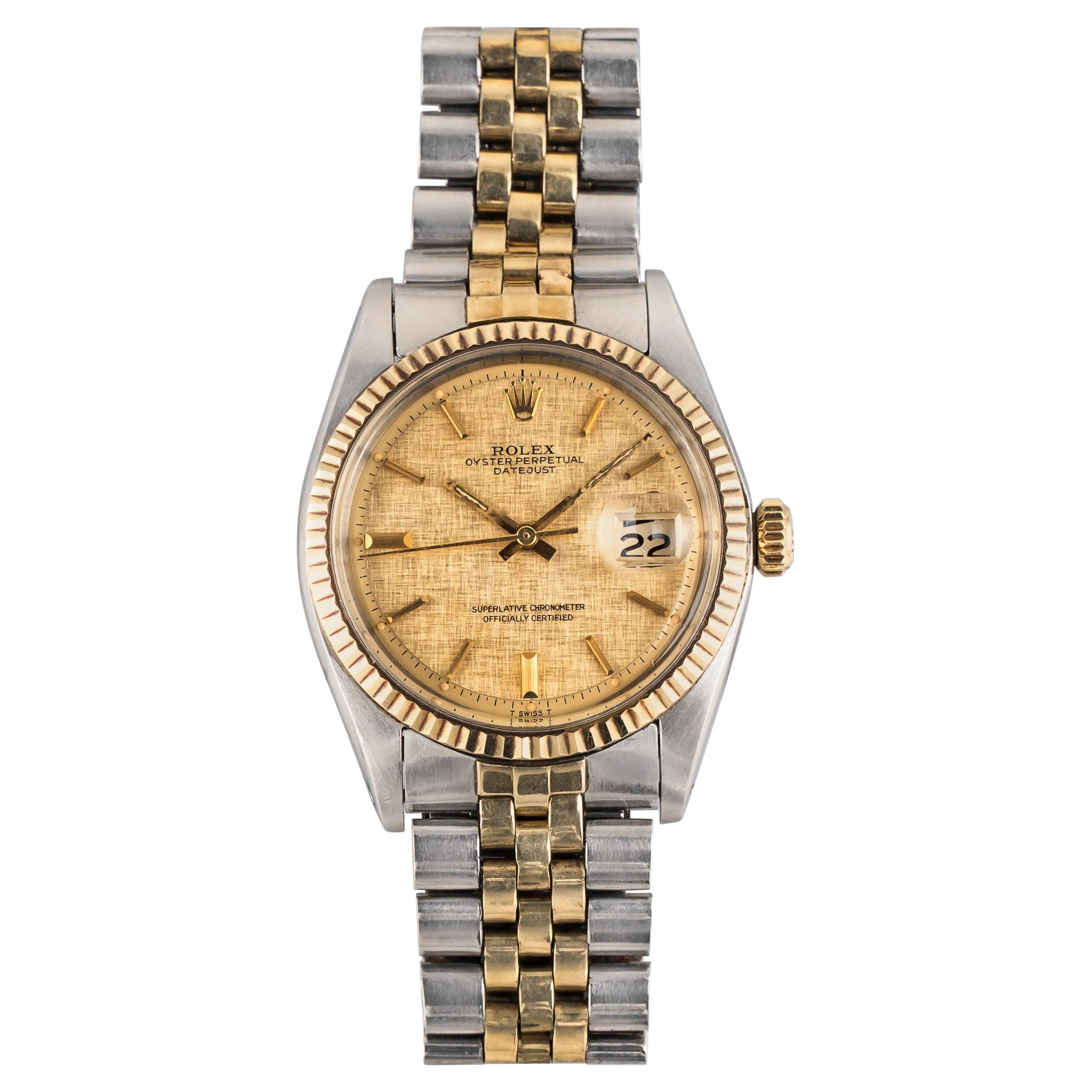 Reloj Rolex Datejust 1601 Lino Champán de acero, años 70 en venta