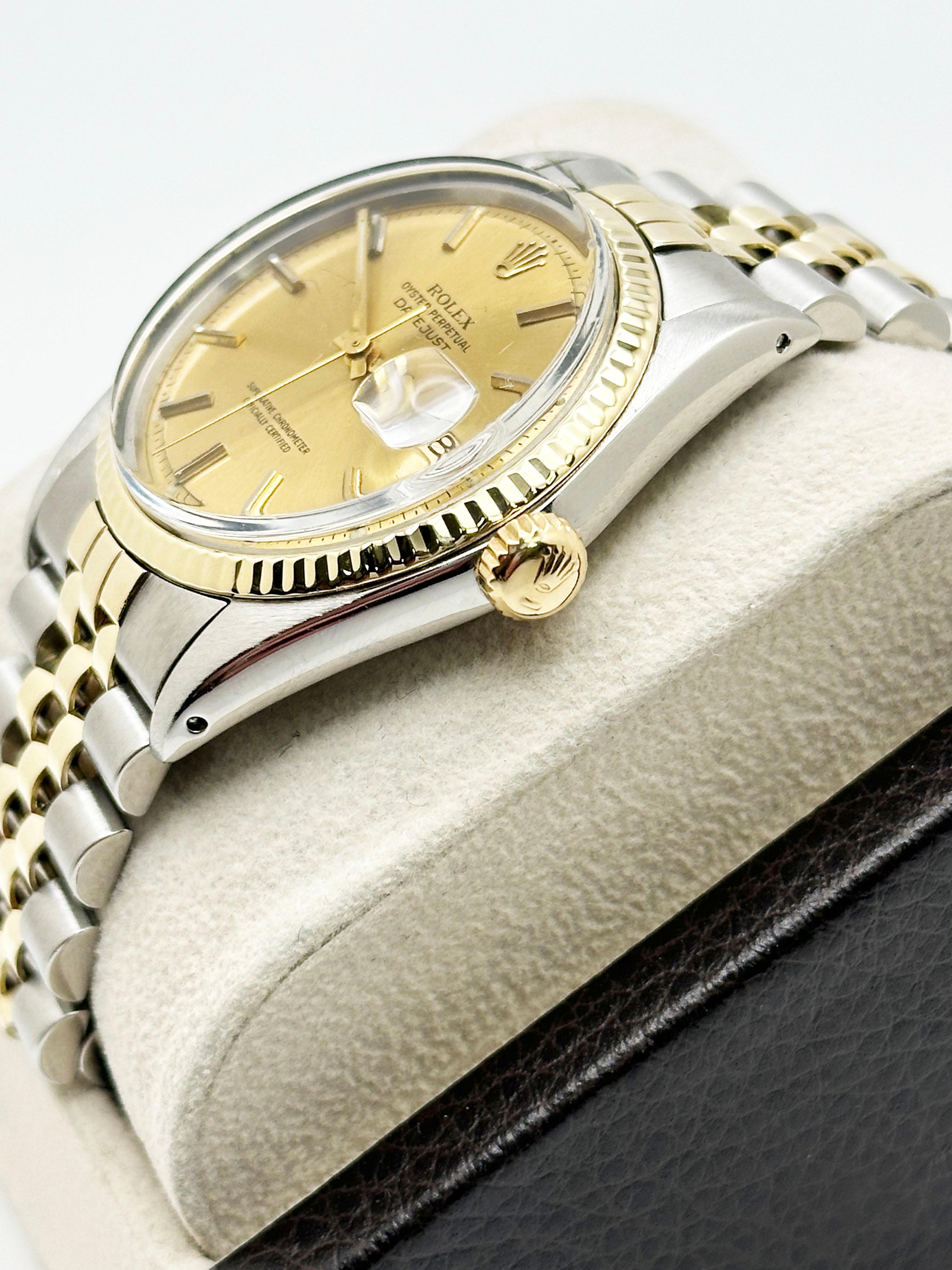 Rolex Datejust 1601 Champagne Pie Pan Dial 14K Yellow Gold Stainless Steel 1