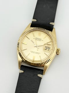 Rolex Datejust 1601 Champagne Pie Pan Doorstop Dial Leather Strap