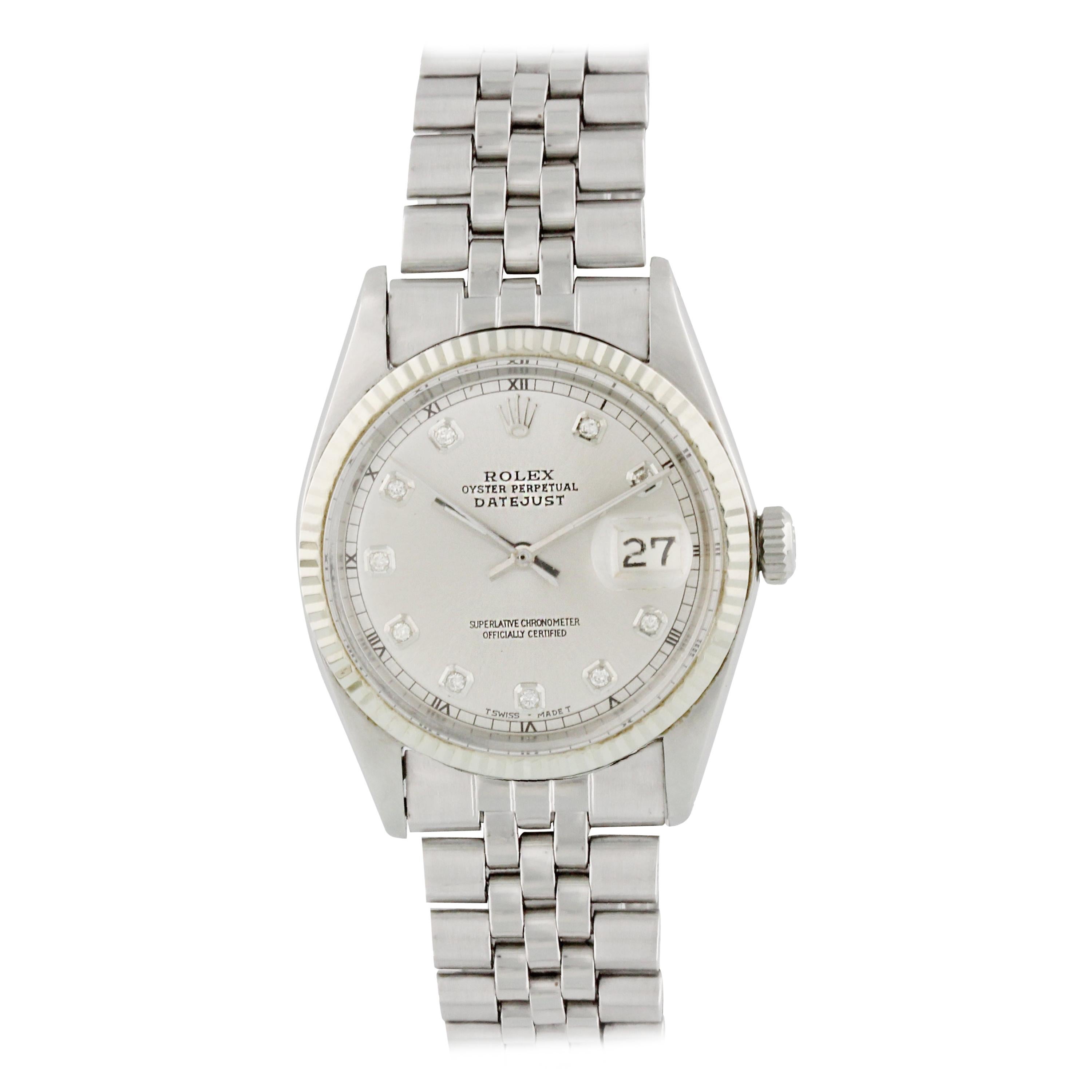 Rolex Datejust 1601 Diamond Dial Men's Watch For Sale at 1stDibs