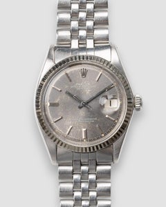 Rolex Datejust 1601 Gray Starburst Piepan Dial 18k WG Fluted Bezel Jubilee 1969