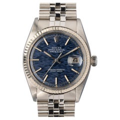 Rolex Datejust 1601 Mosaic Blue JDM 5.1m Serial 1977 Box and Papers