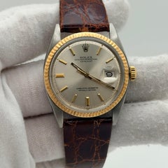 Rolex Datejust 1601 Silver Pie Pan Dial 18k Gold Stainless Steel Box Paper