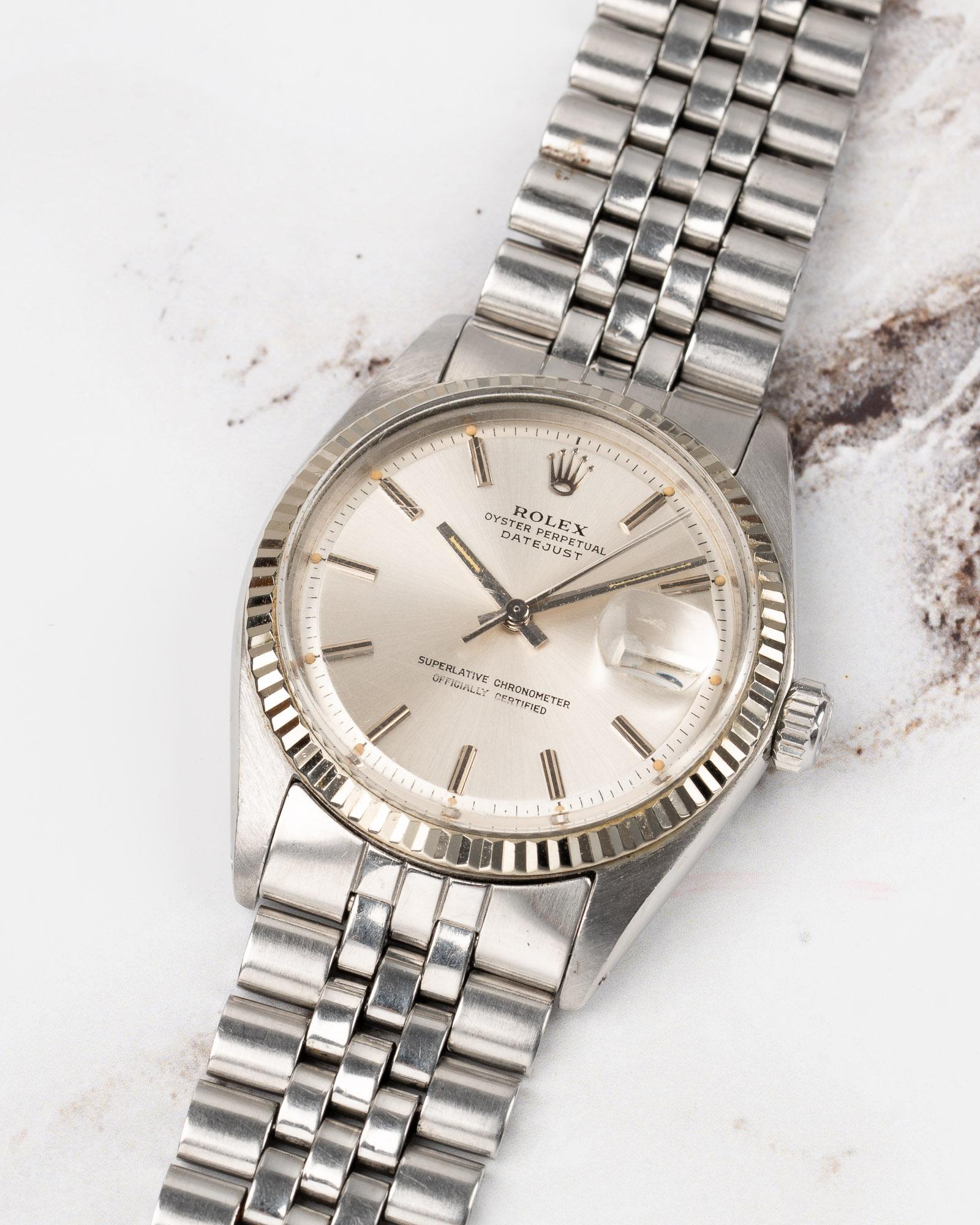 Rolex Datejust 1601 Silver Piepan Dial 18k WG Fluted Bezel 1973 In condizioni buone in vendita a SYDNEY, AU