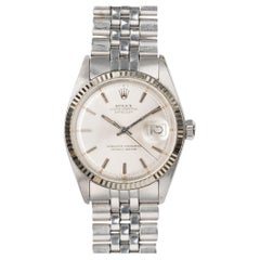 Rolex Datejust 1601 Silver Piepan Dial 18k WG Fluted Bezel 1973