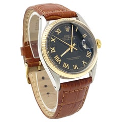 Rolex Datejust 1601 romano bicolore su pelle marrone