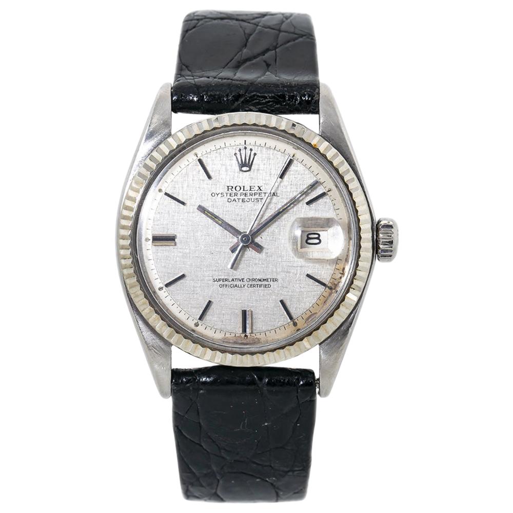 Rolex Datejust 1601 Vintage Silver Linen Dial Automatic Mens Watch For Sale