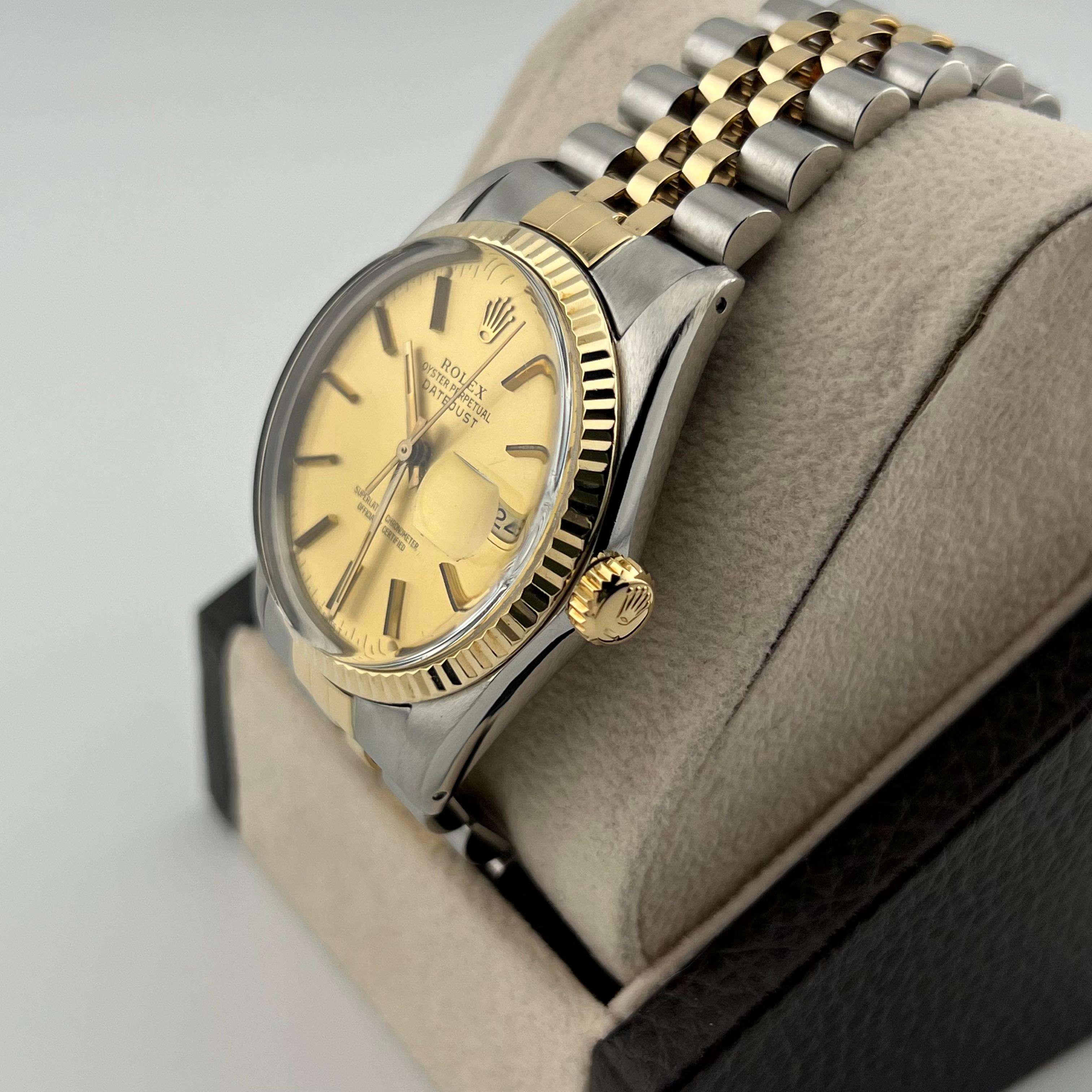 Rolex Datejust 16013 36mm Champagner-Zifferblatt 18K Gelbgold Edelstahl im Zustand „Hervorragend“ in San Diego, CA