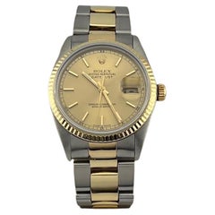 Rolex Datejust 16013 36mm Champagne Dial 18k Yellow Gold Stainless Steel
