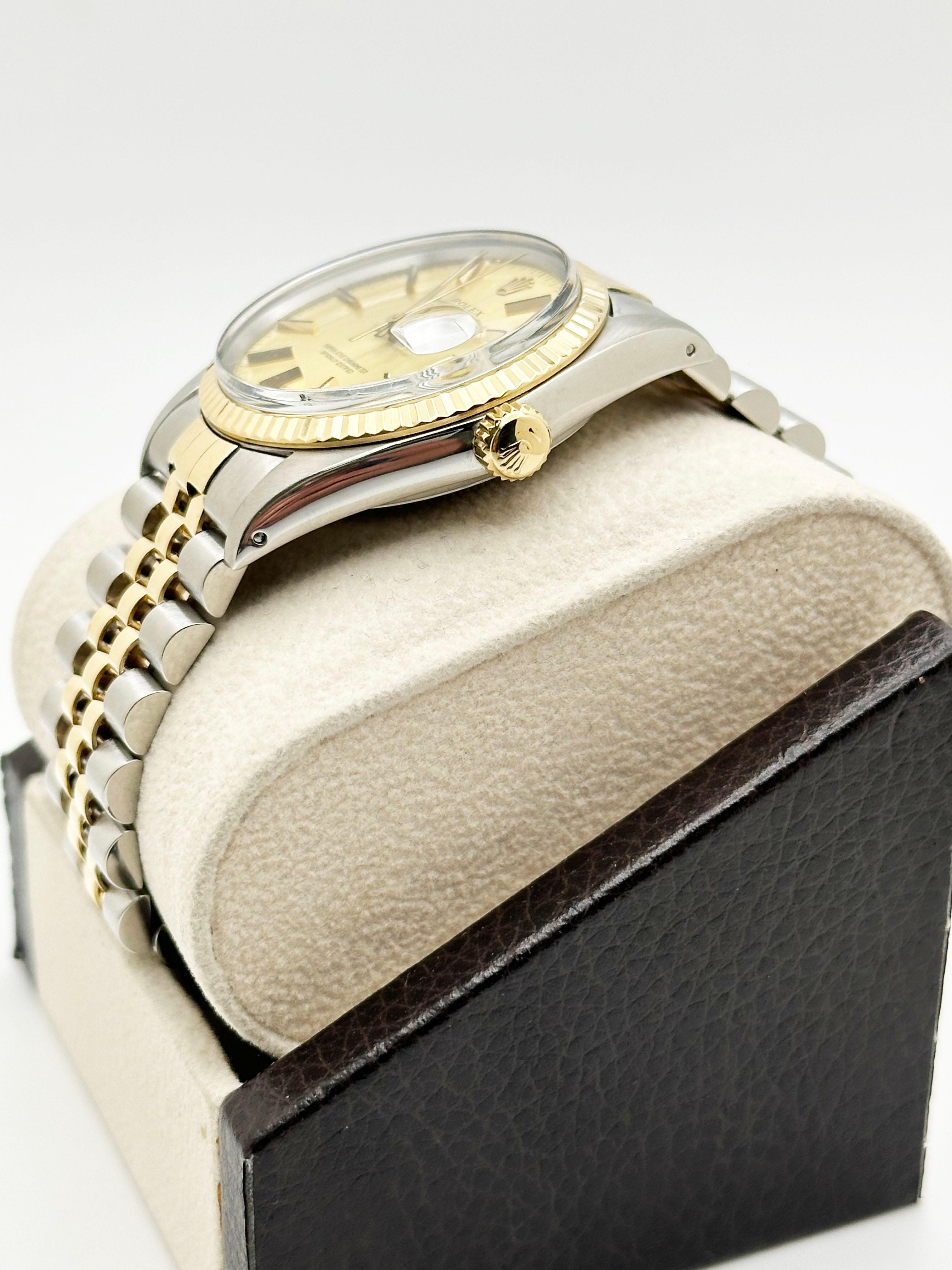 Rolex Datejust 16013 36mm Esfera Champán Oro Amarillo 18K Acero Inoxidable Jubilee en venta 2