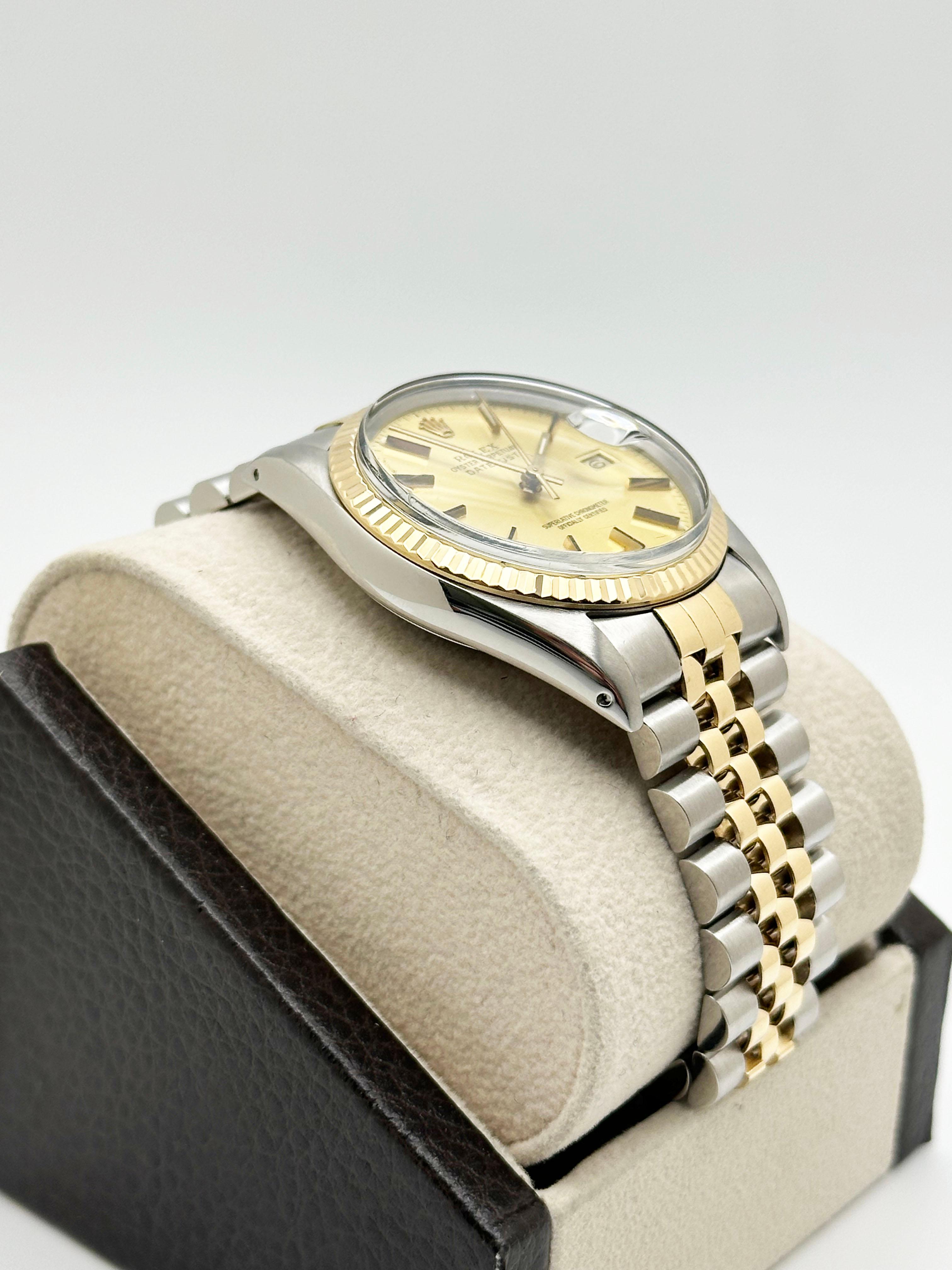 Rolex Datejust 16013 36mm Esfera Champán Oro Amarillo 18K Acero Inoxidable Jubilee en venta 3