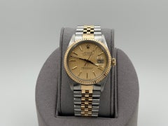 Rolex Datejust 16013 36mm Champagne Tapestry Dial 18K Yellow Gold Steel Jubilee
