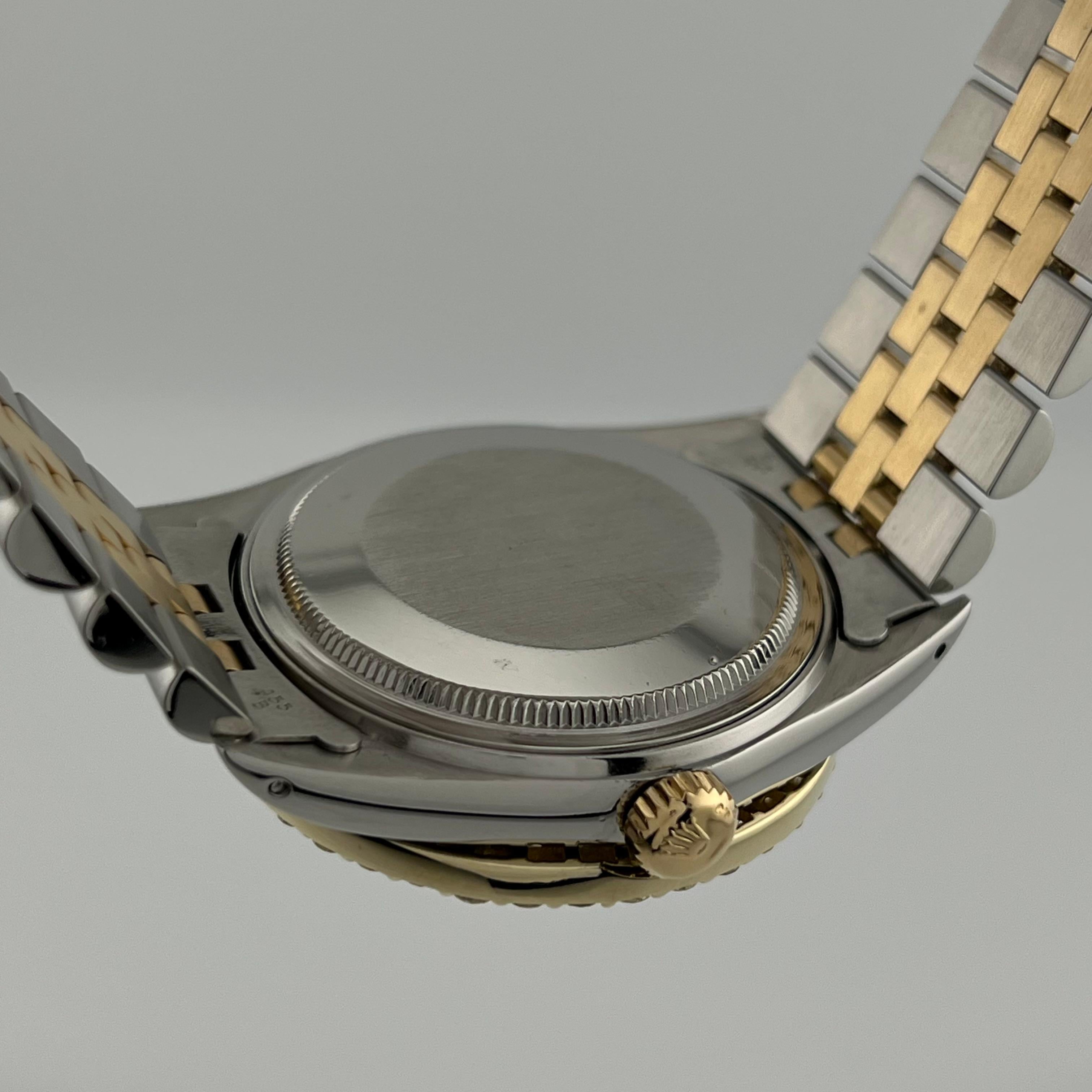 Style Number: 16013


Serial: 9438***



Year: 1987

 

Model: Rolex Datejust 

 

Case Material: Stainless Steel 

 

Band: 18K Yellow Gold & Stainless Steel 

  

Bezel: Custom Diamond Bezel 

  

Dial: Custom Green Diamond Dial 

 

Face:
