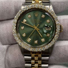 Rolex Datejust 16013 36mm Quadrante Verde Diamante Lunetta Oro Giallo 18K Inossidabile