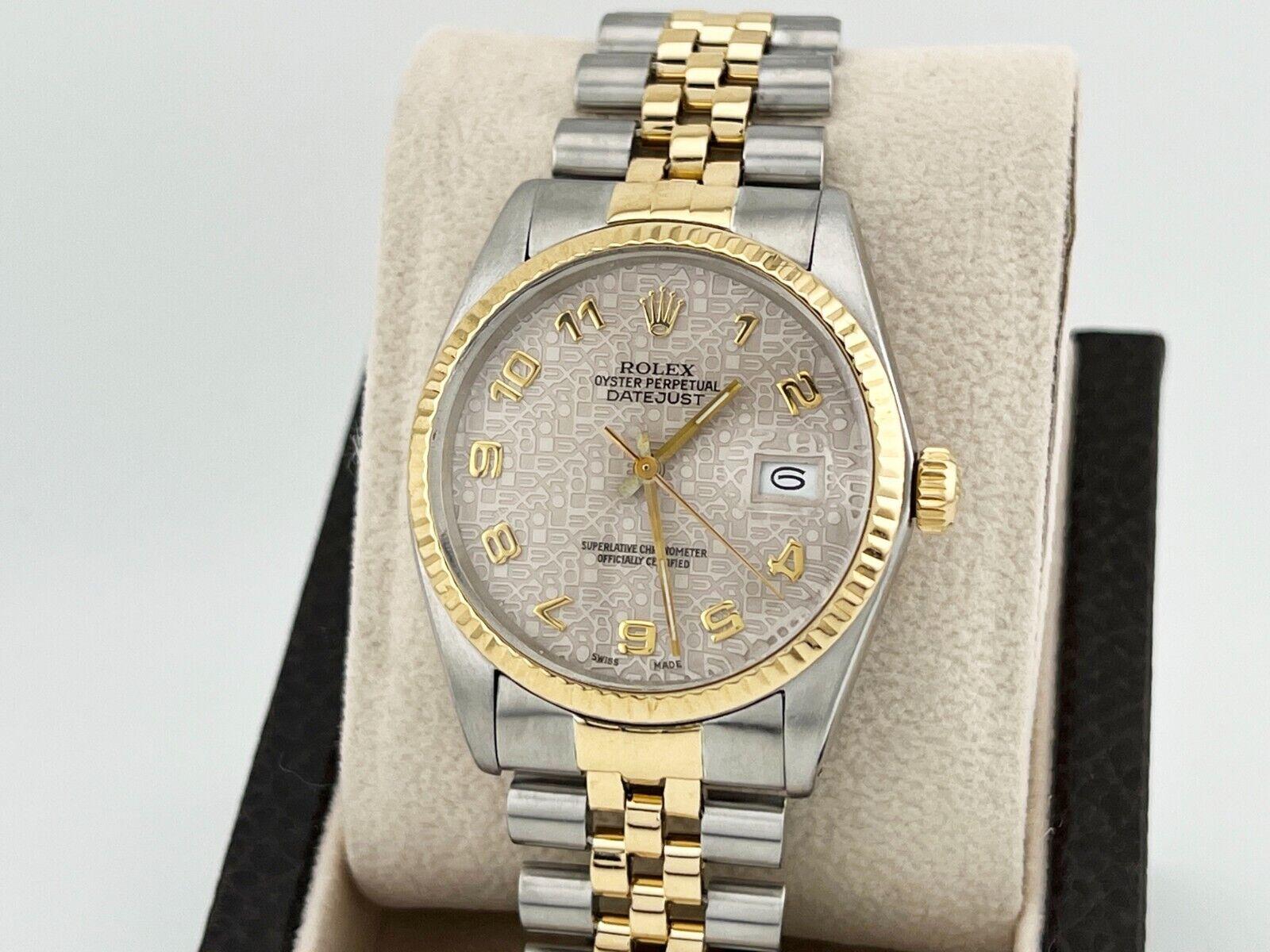 Rolex Datejust 16013 36mm Jubilee Arabic Dial 18K Yellow Gold Stainless Steel For Sale 6