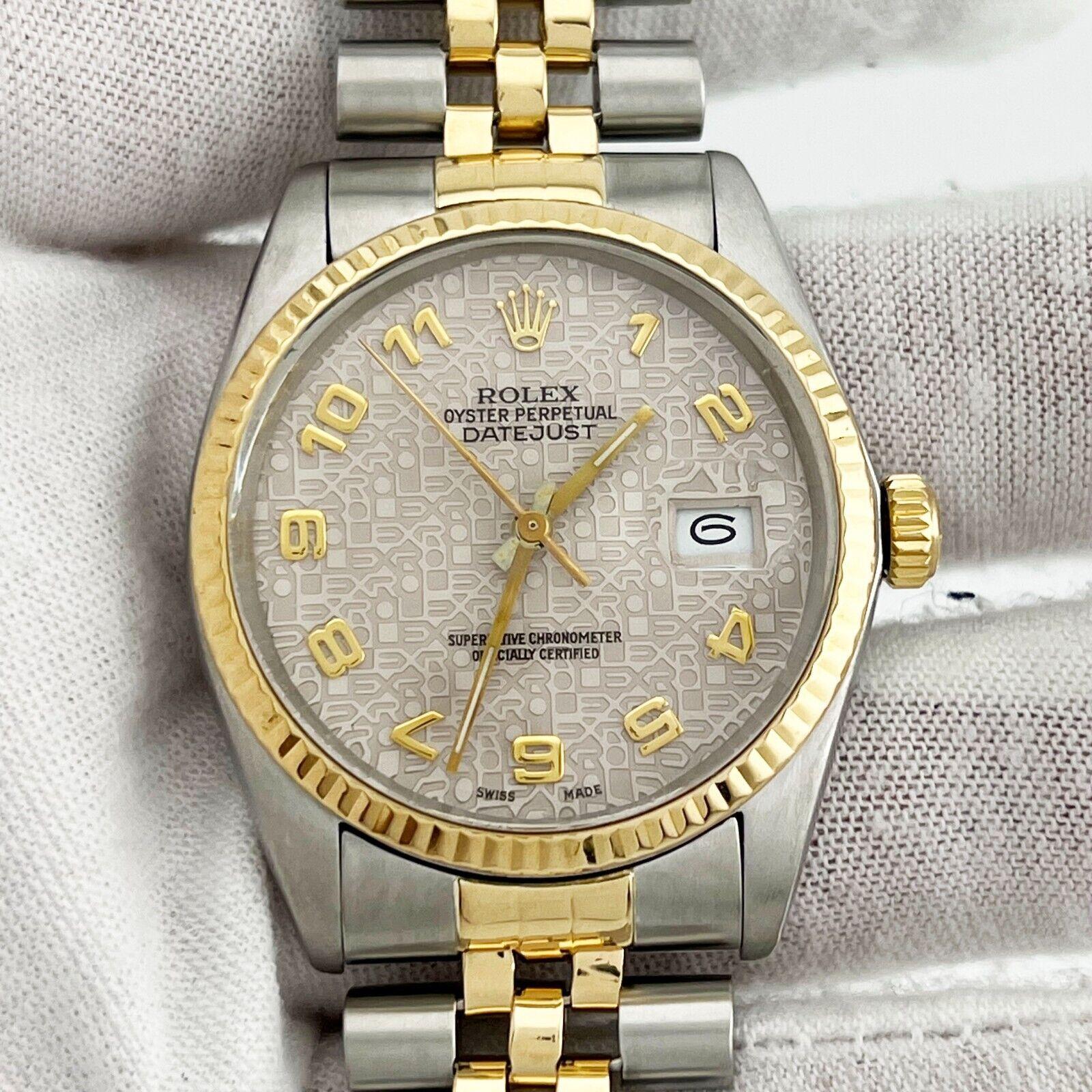 Men's Rolex Datejust 16013 36mm Jubilee Arabic Dial 18K Yellow Gold Stainless Steel For Sale