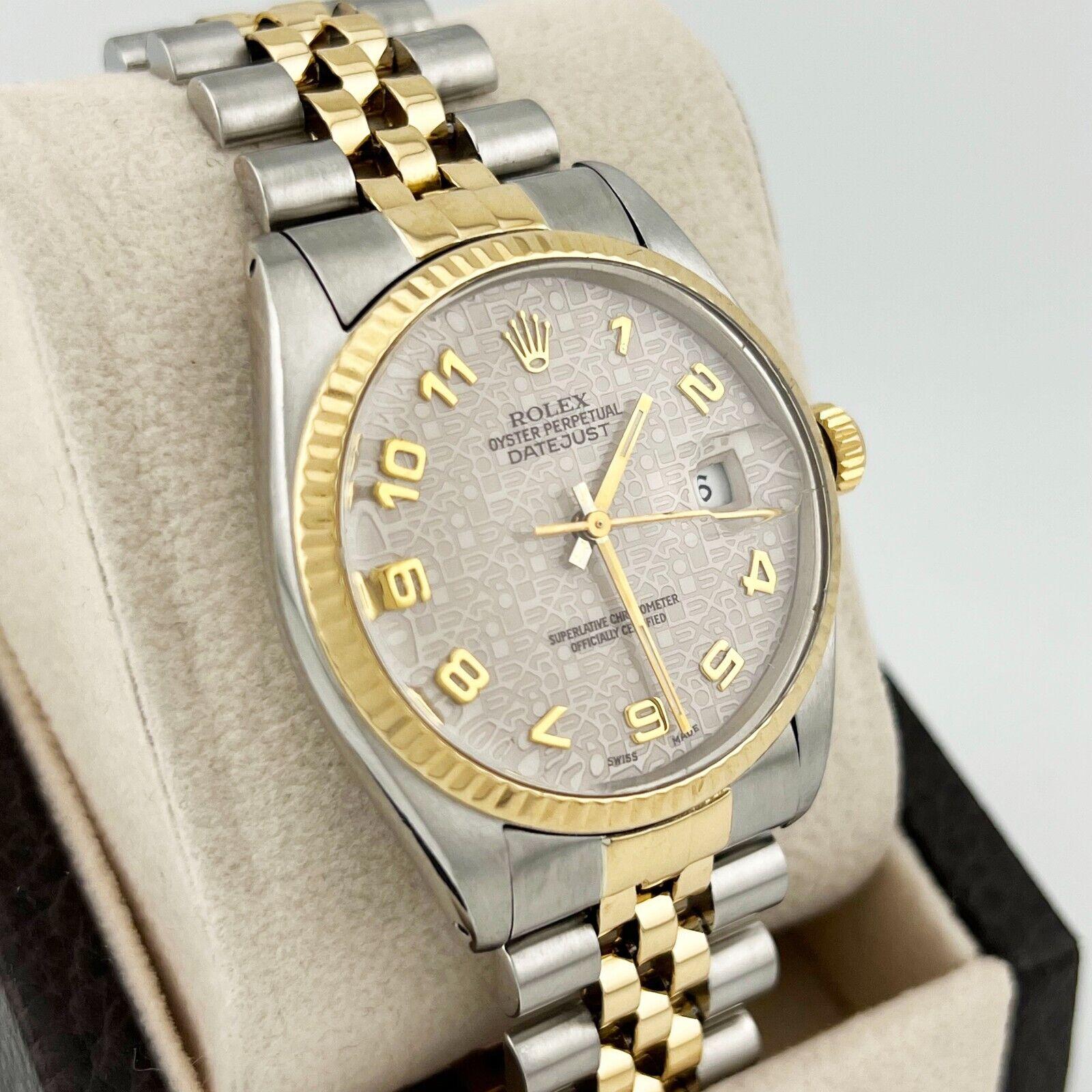 Rolex Datejust 16013 36mm Jubilee Arabic Dial 18K Yellow Gold Stainless Steel For Sale 2