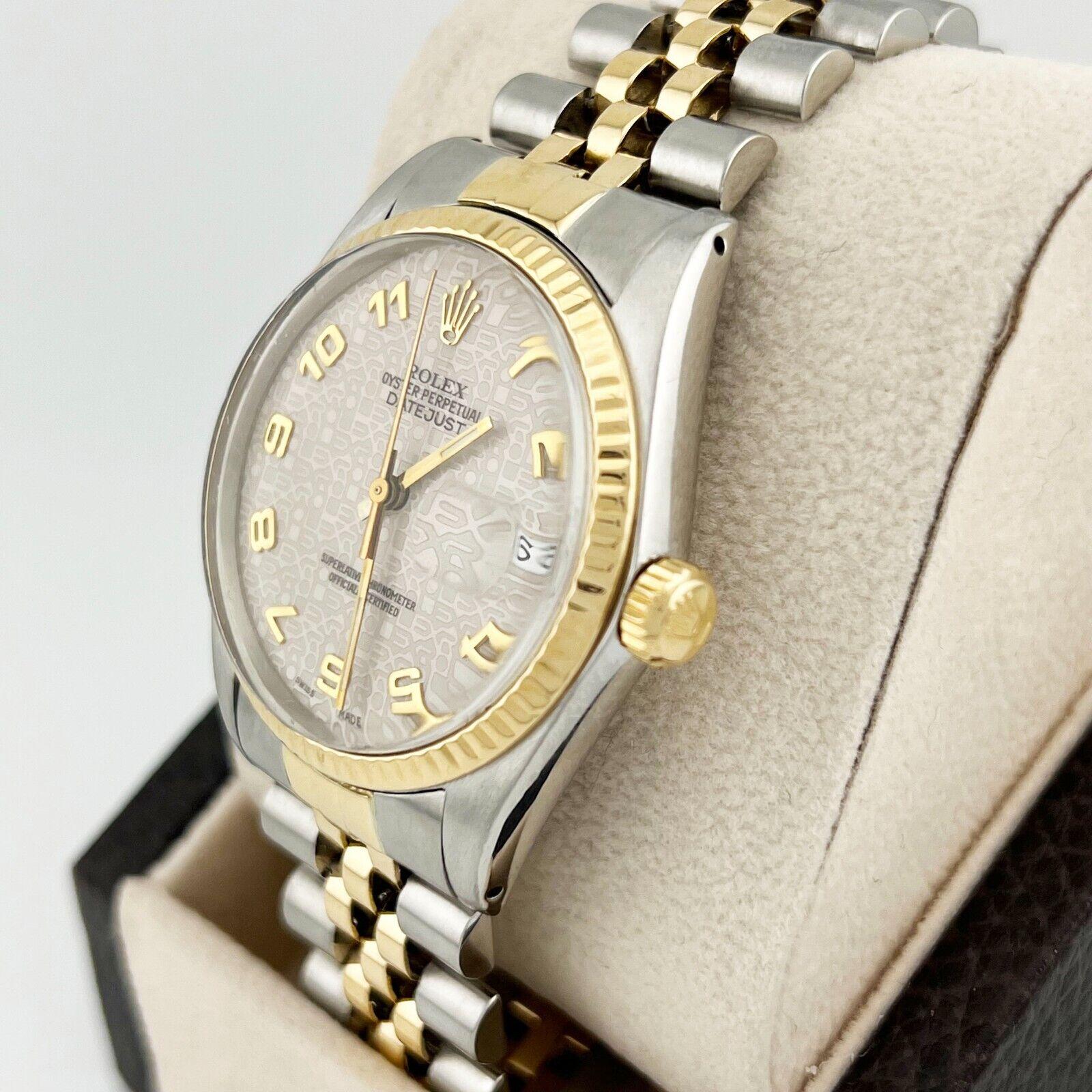 Rolex Datejust 16013 36mm Jubilee Arabic Dial 18K Yellow Gold Stainless Steel For Sale 4