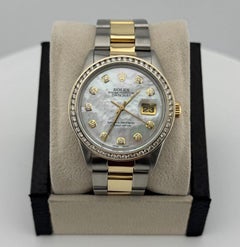 Rolex Datejust 16013 36mm MOP Esfera Diamante Bisel Diamante Oro Amarillo 18K Acero