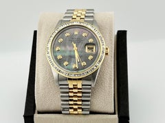 Rolex Datejust 16013 36mm Tahitian MOP Diamond Dial Bezel 18K Yellow Gold Steel