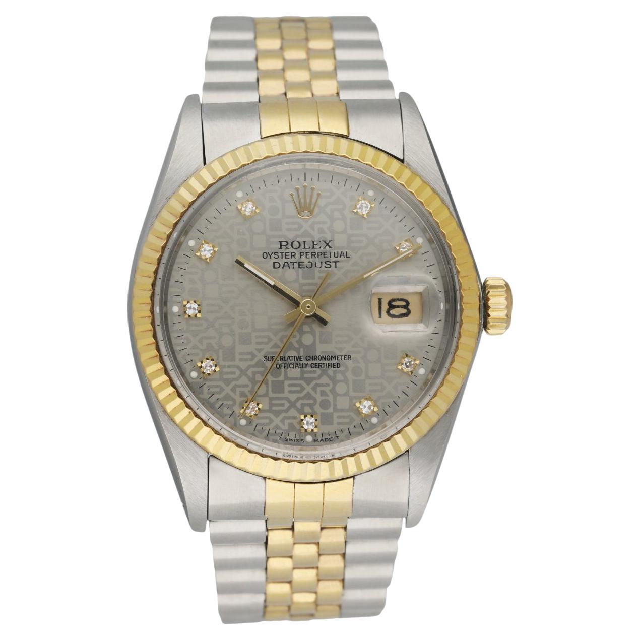 Rolex Datejust 16013 Anniversary Diamond Dial Men's Watch Box Papers