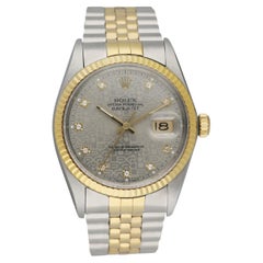Rolex Datejust 16013 Anniversary Diamond Dial Men's Watch Box Papers