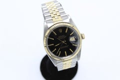 Rolex Datejust 16013 Black Index Dial 18 Karat Yellow Gold and Stainless Steel