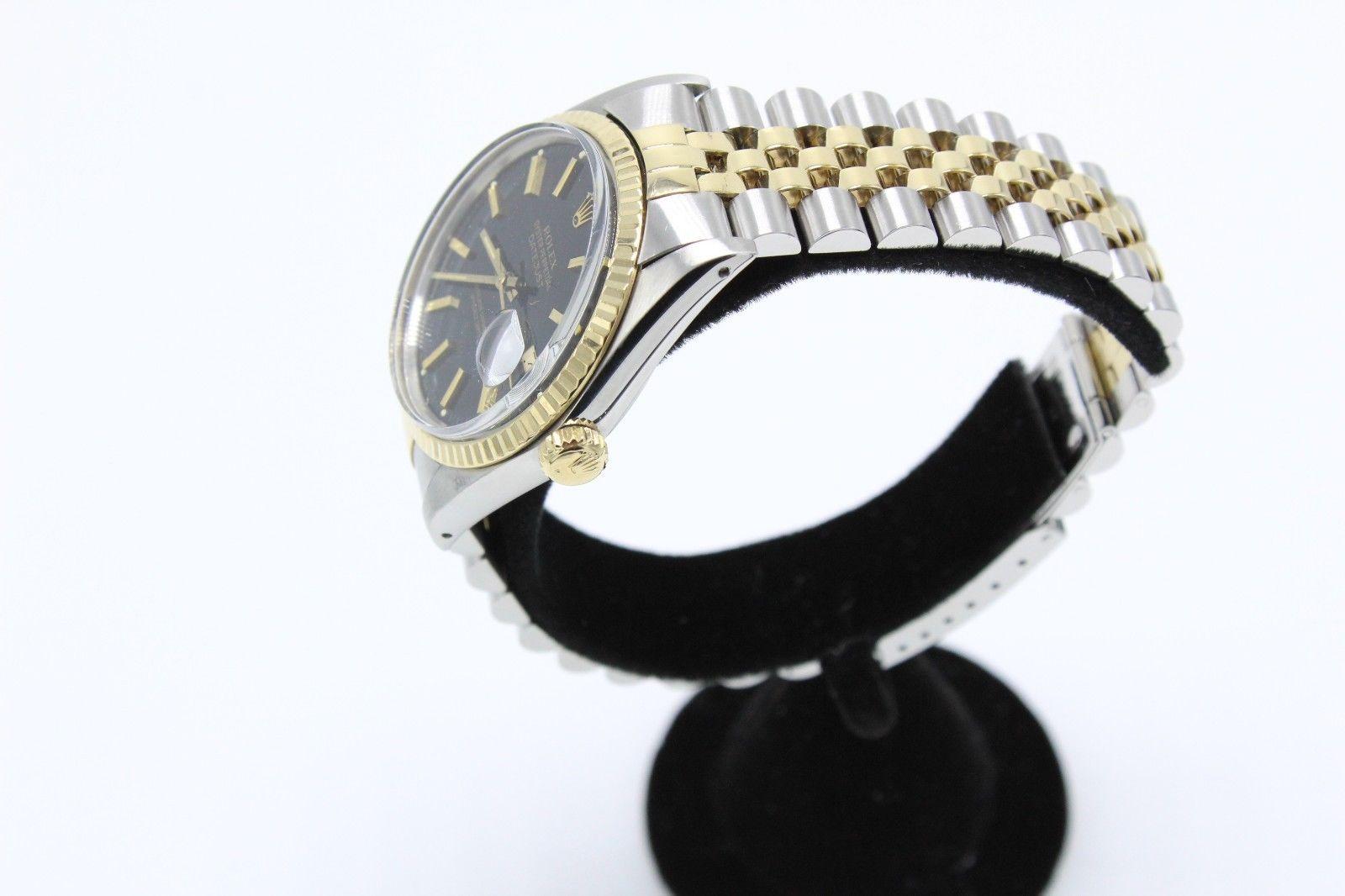 Rolex Datejust 16013 Black Index Dial 18 Karat Yellow Gold and Stainless Steel In Excellent Condition In San Diego, CA