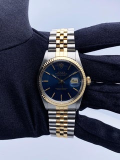 Rolex Datejust 16013 Blue Dial Mens Watch Box Papers