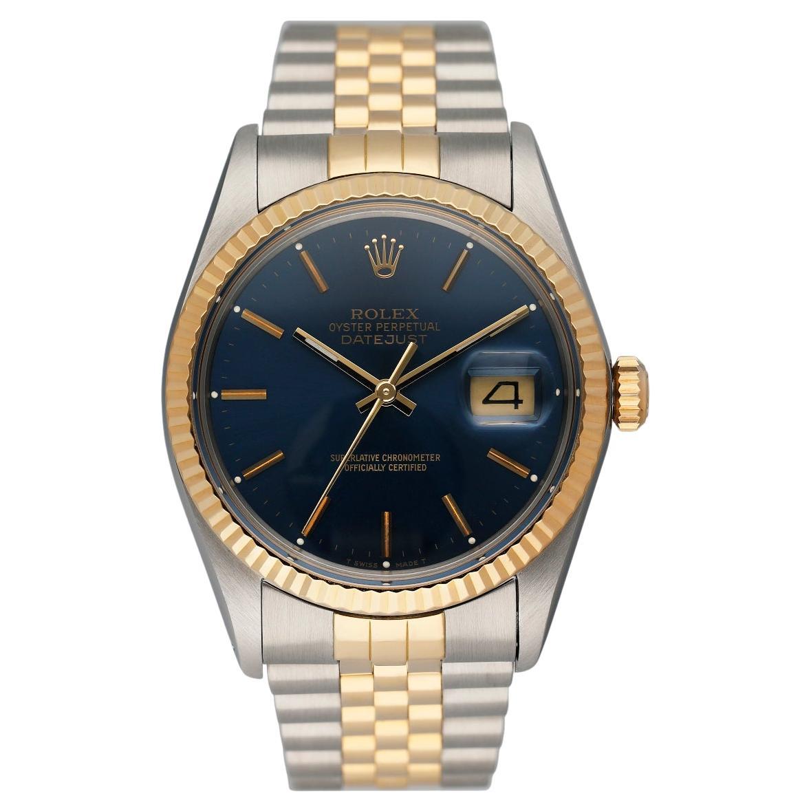 Rolex Datejust 16013 Blue Dial Mens Watch Box Papers at 1stDibs | rolex  16013 blue dial, brut quartz watch, rolex 16013 box