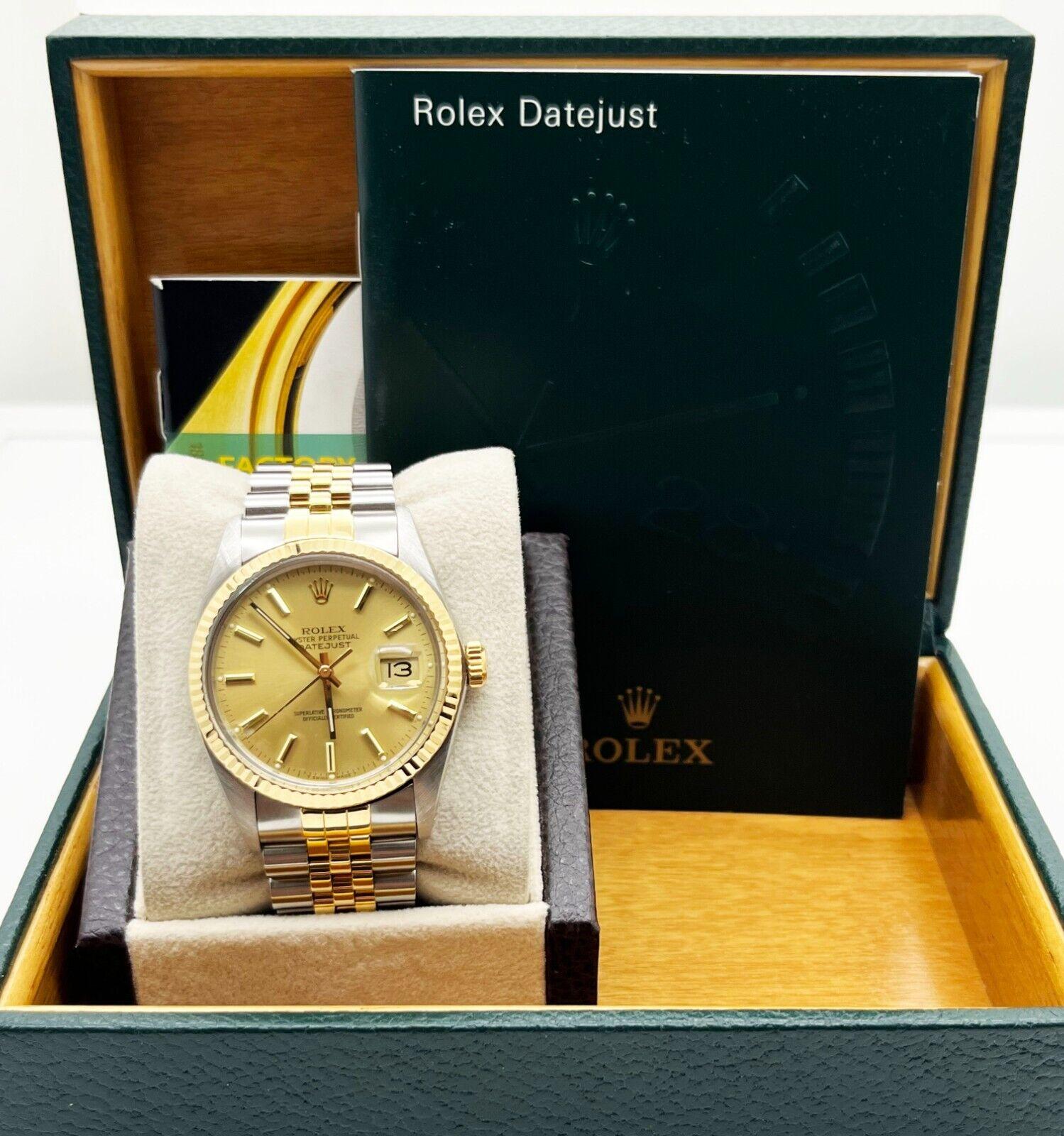 
Style Number: 16013

 

Serial: 9889***


Year: 1986-1987

 

Model: Datejust

 

Case Material: Stainless Steel 

  

Band: 18K Yellow Gold & Stainless Steel 

  

Bezel: 18K Yellow Gold 

  

Dial: Champagne

 

Face: Acrylic Crystal

 

Case