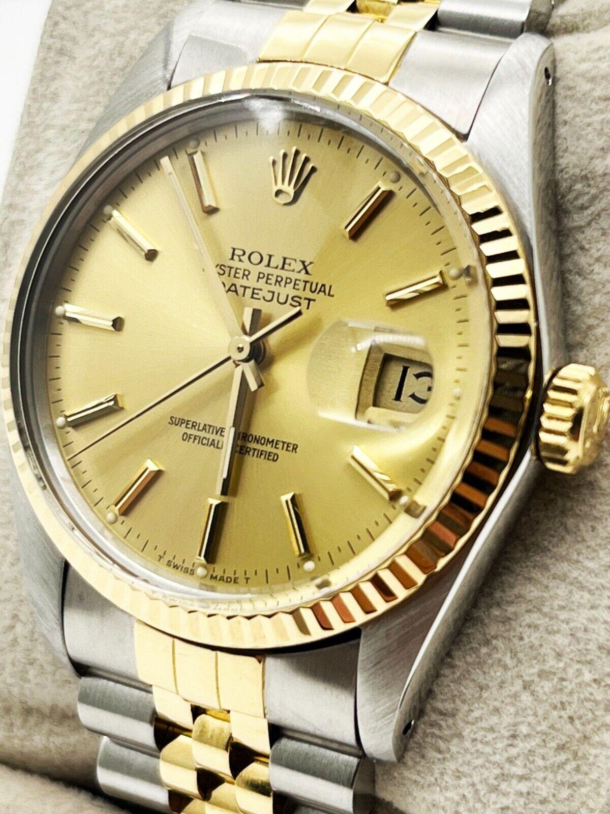 Rolex Datejust 16013 Champagne Dial 18K Yellow Gold Stainless Steel 1