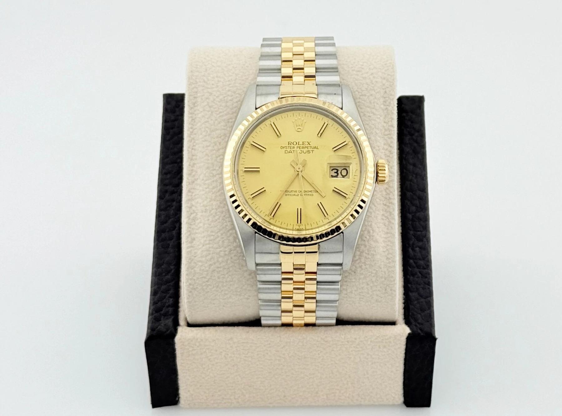 Rolex Datejust 16013 Champagne Dial 18K Yellow Gold Stainless Steel 2