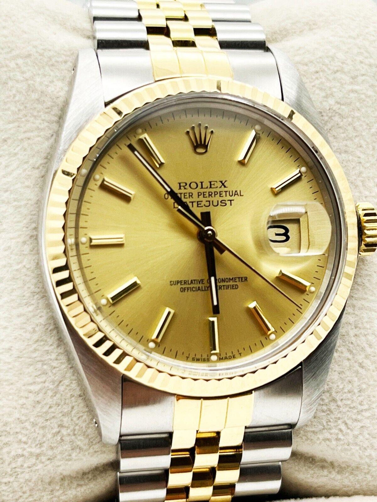 Rolex Datejust 16013 Champagne Dial 18K Yellow Gold Stainless Steel 2