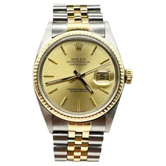 Rolex Datejust 16013 Champagne Dial 18k Yellow Gold Stainless Steel
