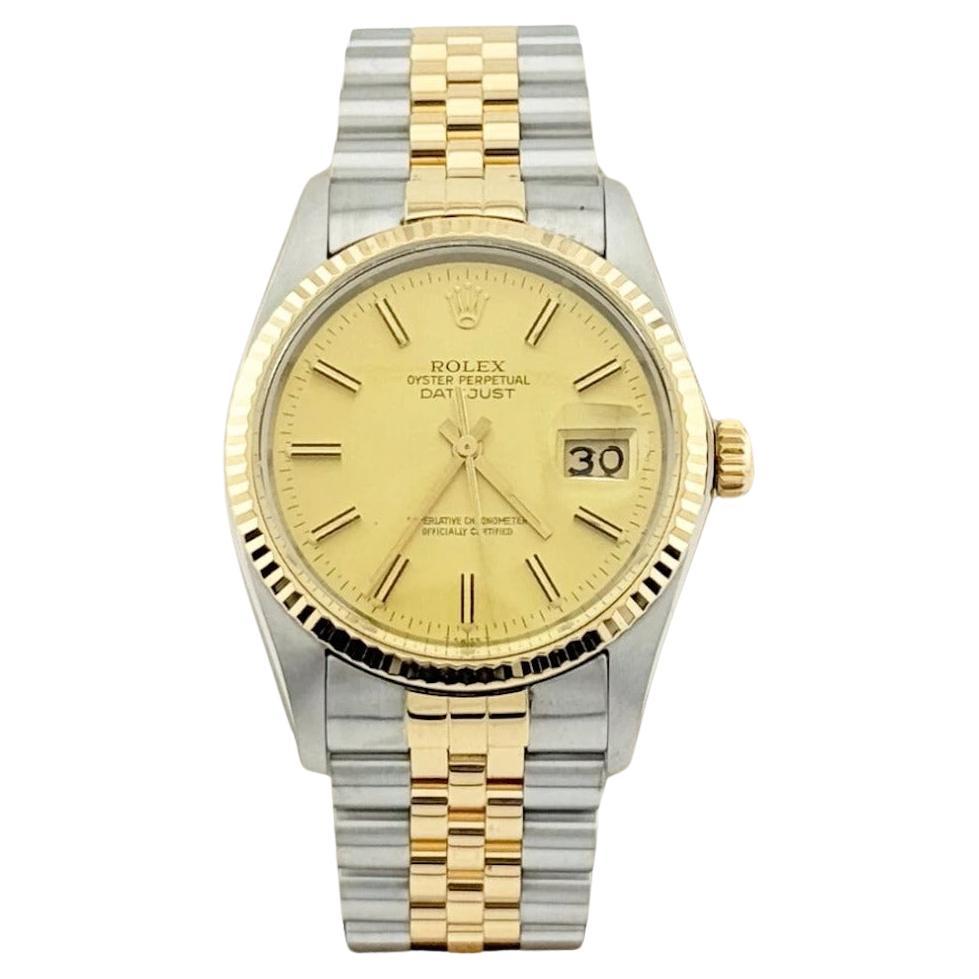 Rolex Datejust 16013 Champagne Dial 18K Yellow Gold Stainless Steel