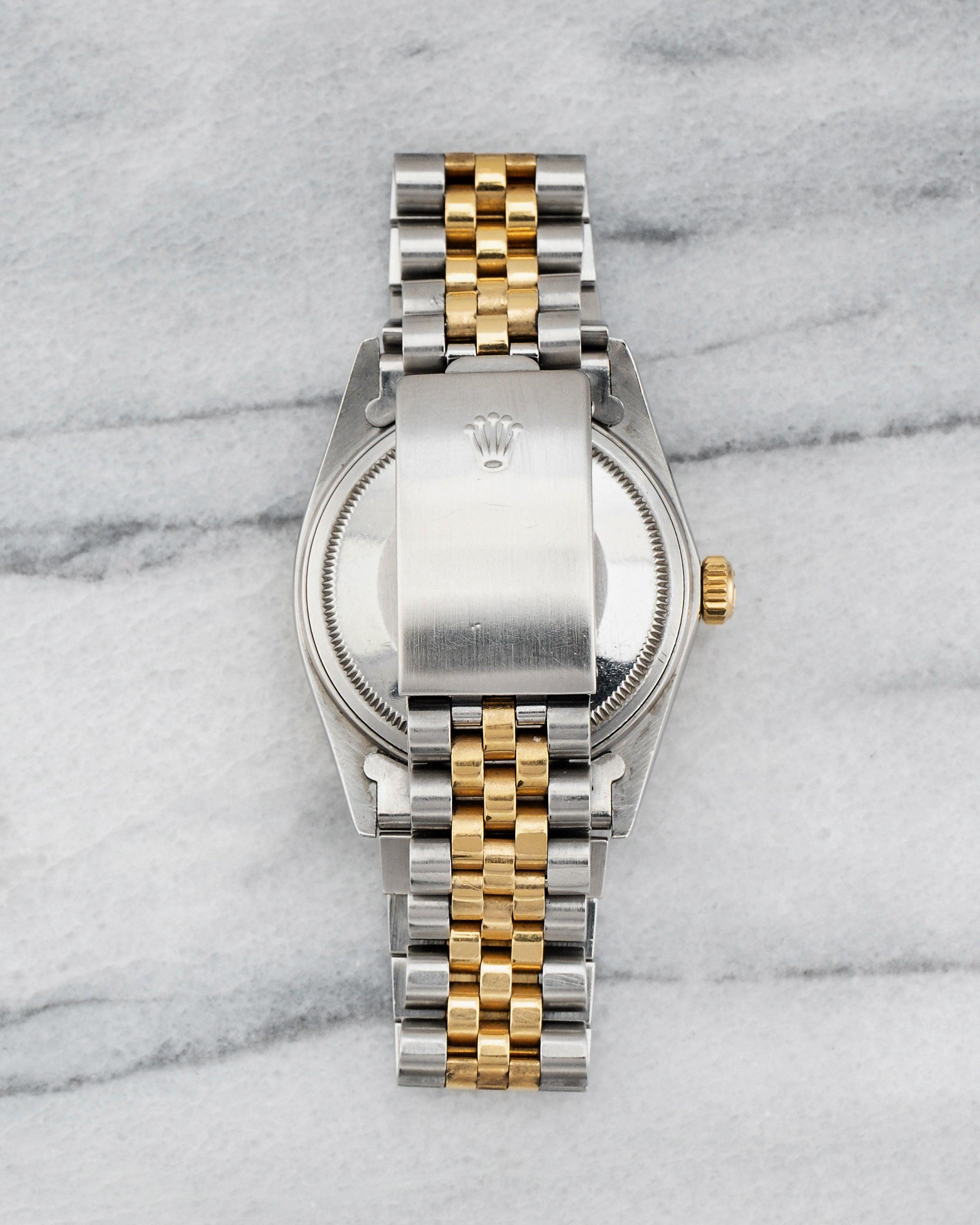 Rolex Datejust 16013 Champagner Zifferblatt Uhr in 18K Gelbgold & Stahl, 1980er Jahre im Zustand „Gut“ im Angebot in New York, NY