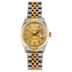 Rolex Datejust 16013 Orologio con quadrante champagne in oro giallo 18 carati e acciaio, anni '80
