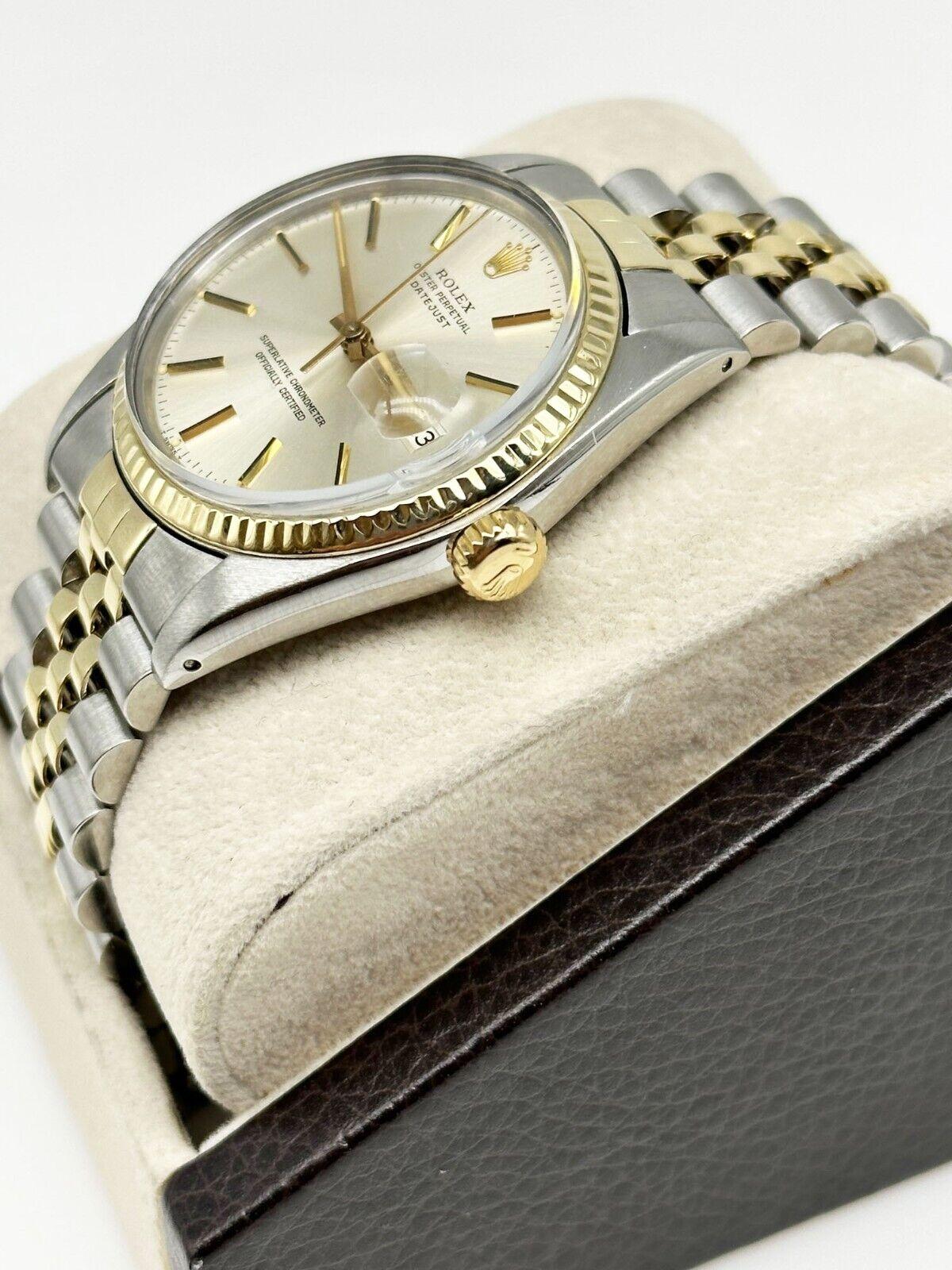 Rolex Datejust 16013 Datejust Silber Zifferblatt 14K Gelbgold Edelstahl im Zustand „Hervorragend“ in San Diego, CA