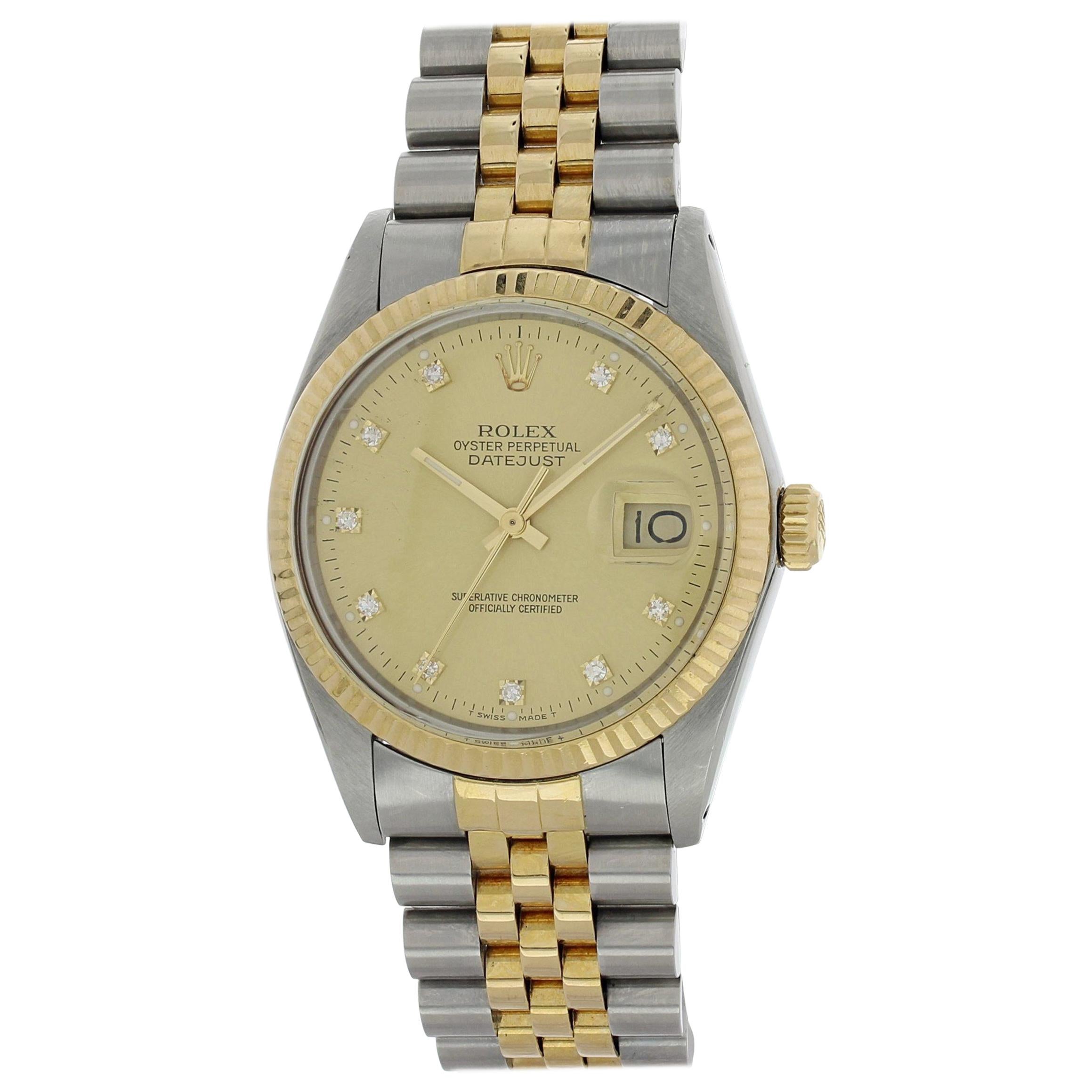 Rolex Datejust 16013 Diamond Dial Men's Watch For Sale
