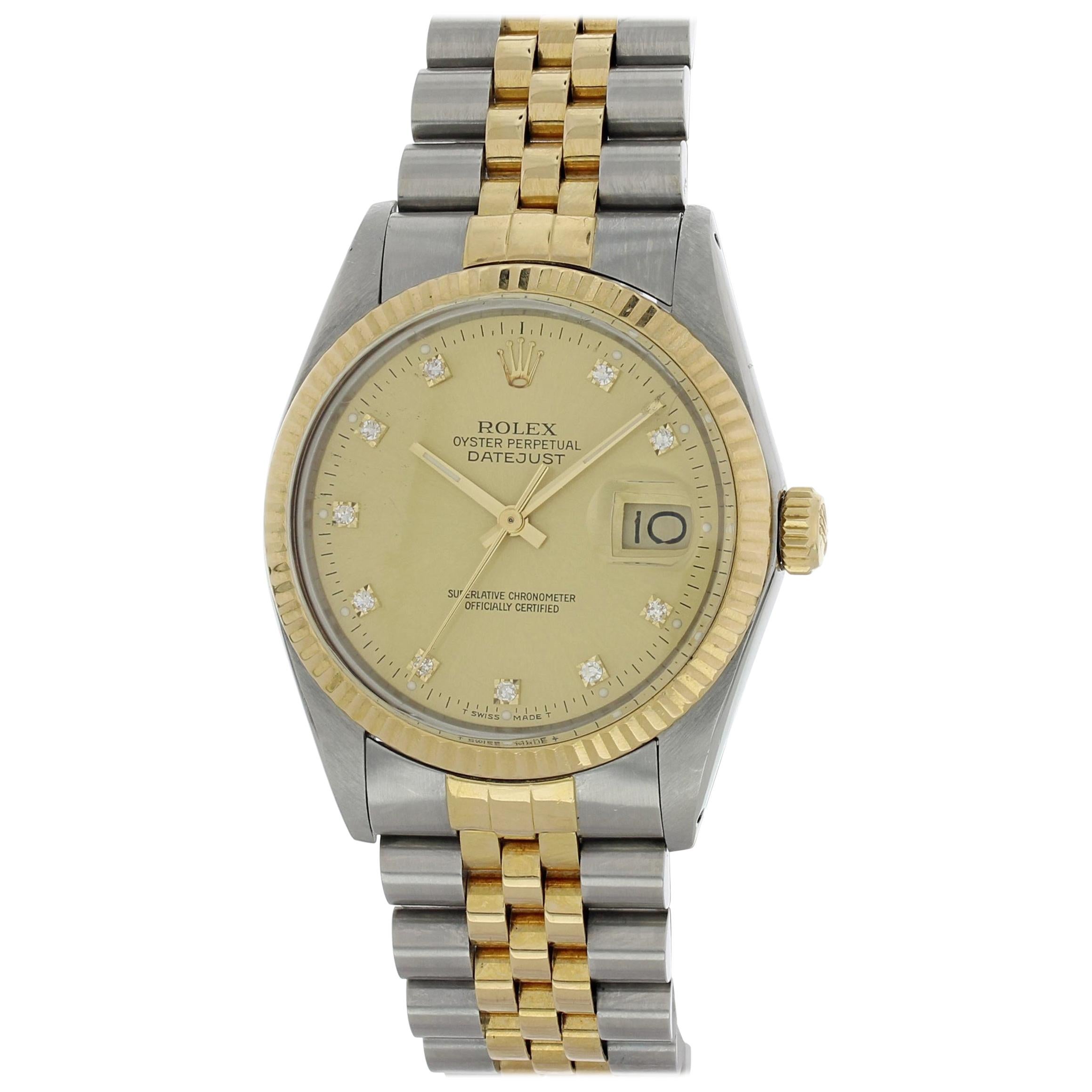 Rolex Datejust 16013 Diamond Dial Men's Watch