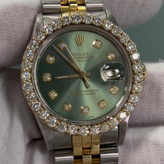 Rolex Datejust 16013 Green Dial Diamond Bezel 18K Yellow Gold Stainless Steel