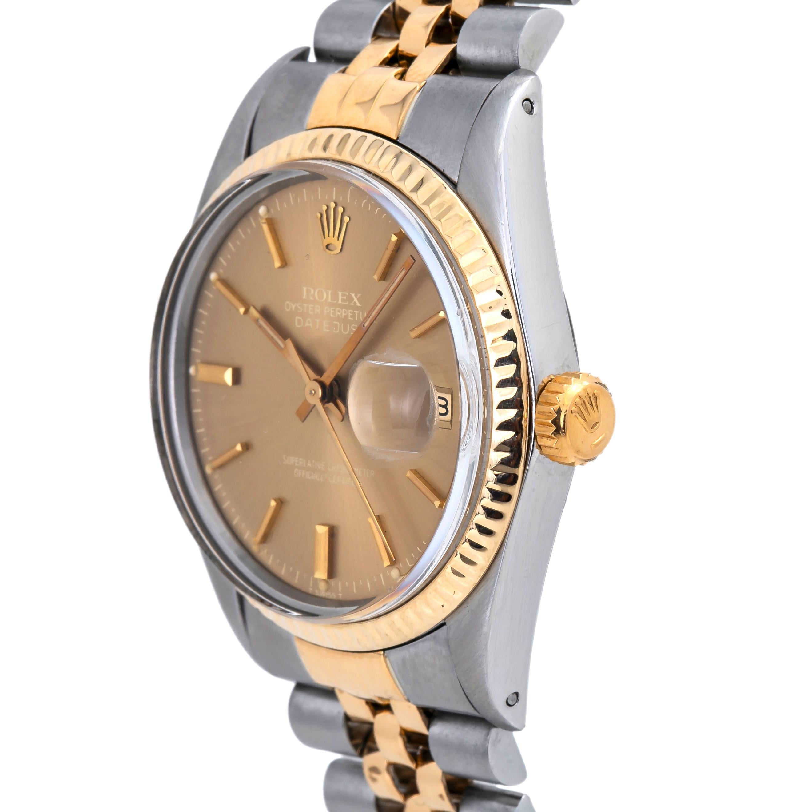Modern Rolex Datejust 16013 Men's Tropical Dial 18 Karat Two-Tone Watch