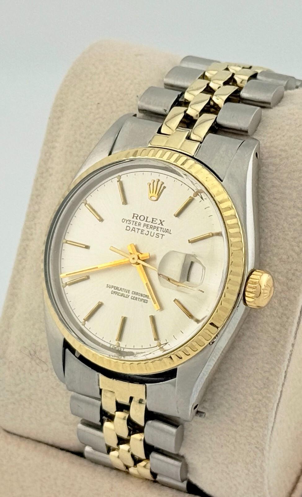 Rolex Datejust 16013 Silver Dial 14K Yellow Gold Stainless Steel For Sale 1