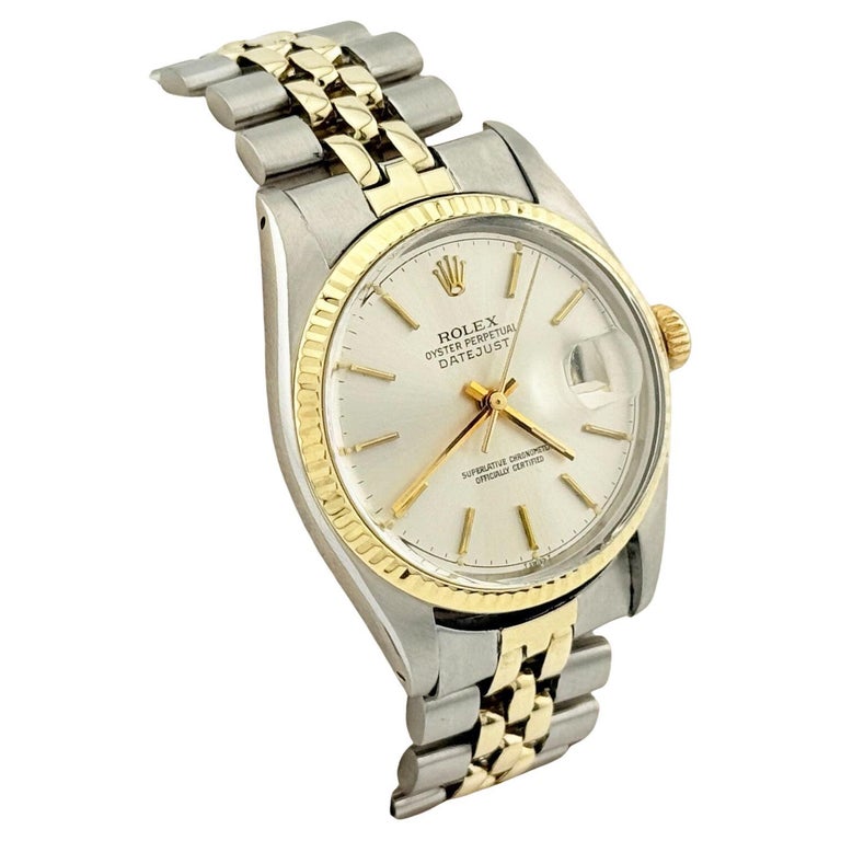Rolex Datejust 16013 Esfera Plateada Oro Amarillo 14K Acero
