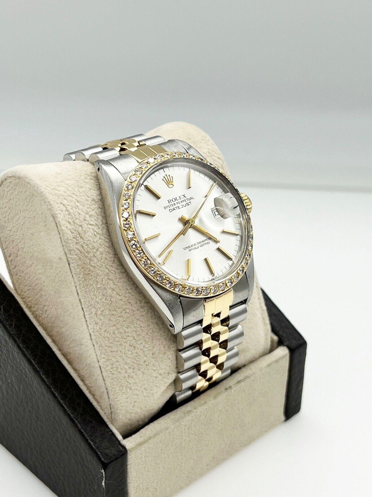Rolex Datejust 16013 Silver Dial 18K Yellow Gold Stainless Steel In Excellent Condition For Sale In San Diego, CA